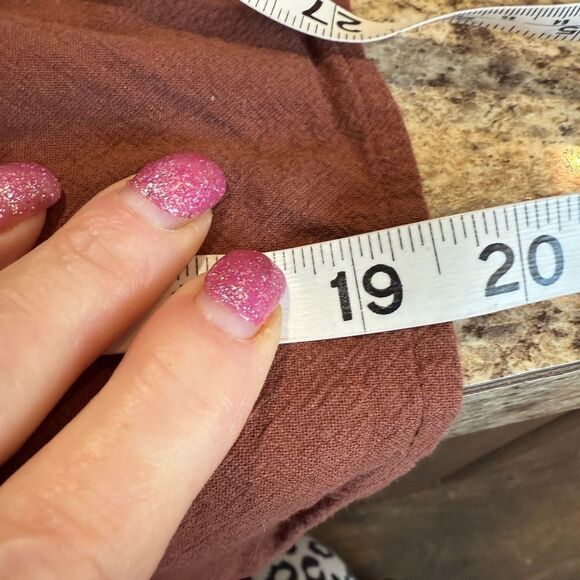 Shein Brown Blouse Ruffle Sleeves Hem Medium - Picture 7 of 9